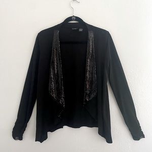 Soft Sequined Tuxedo Inspired Cardigan